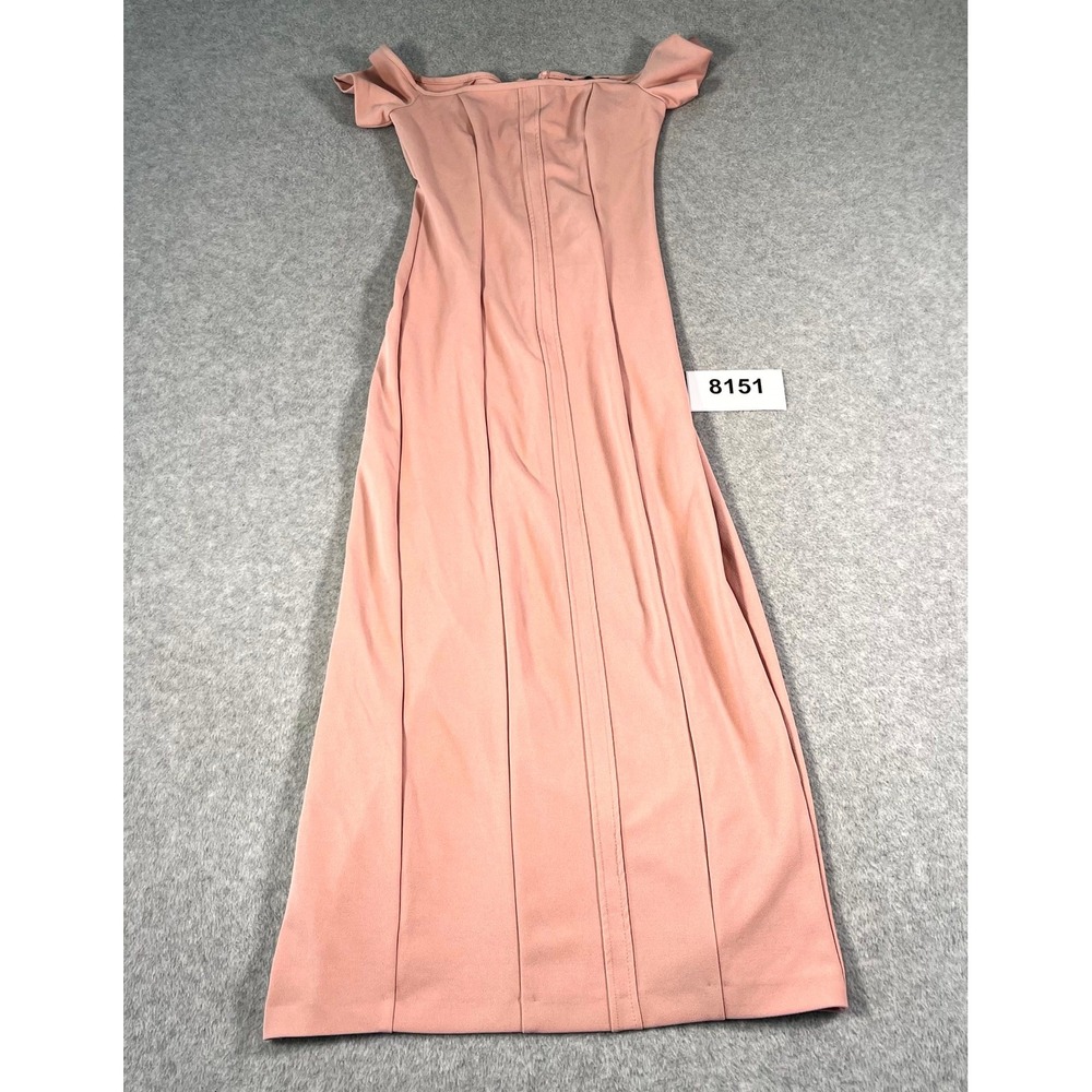 Zara Maxi Dress Womens Small Pink Stretch Off Shoulder Back Slit Formal Elegant